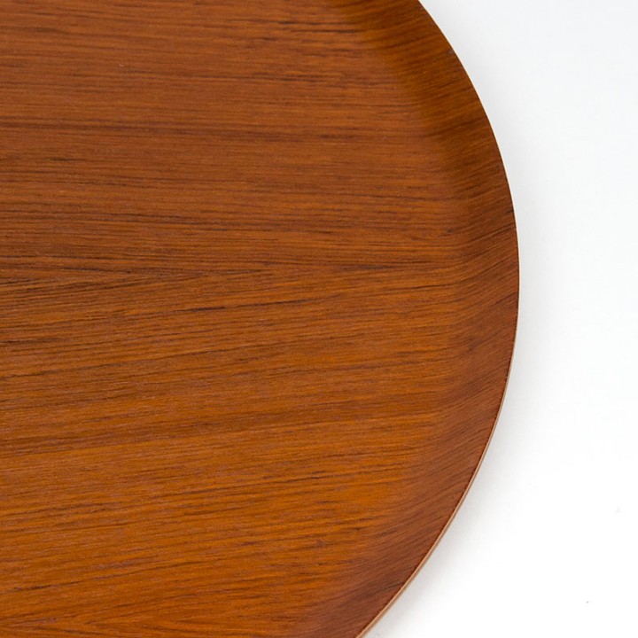 Groot rond model Mid-Century dienblad in teak