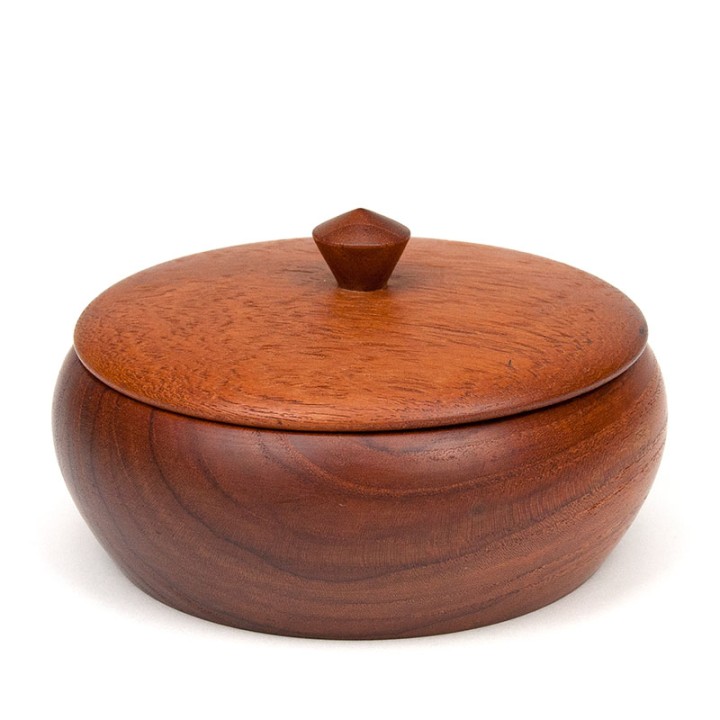 Round teak vintage model bowl with lid