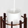 Set of Danish Mid-Century pendant lamps in glass and teak