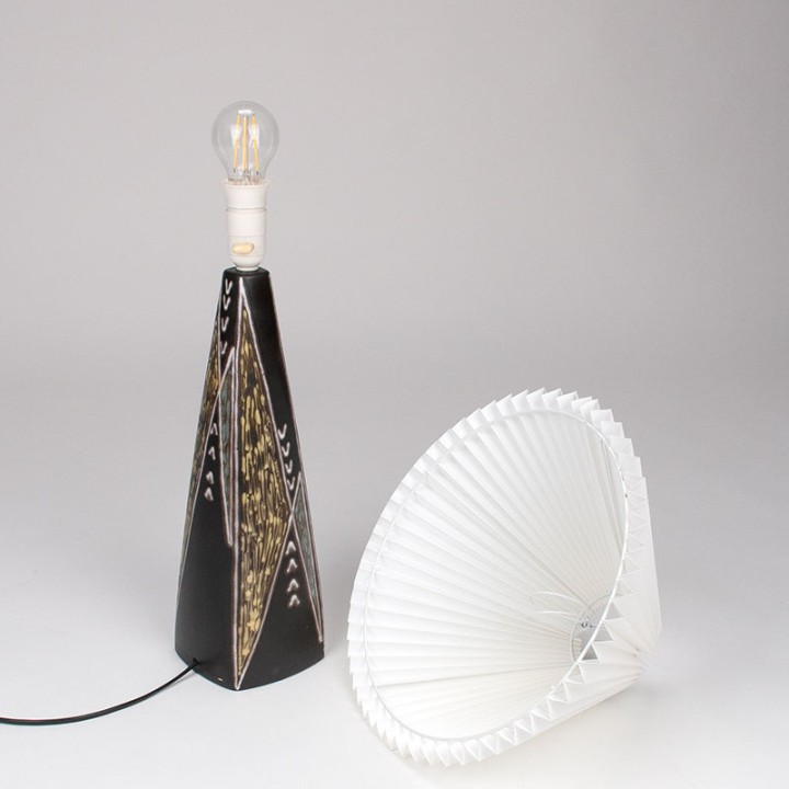 Large Burgundy Mid-Century table lamp designed by Sørensen &