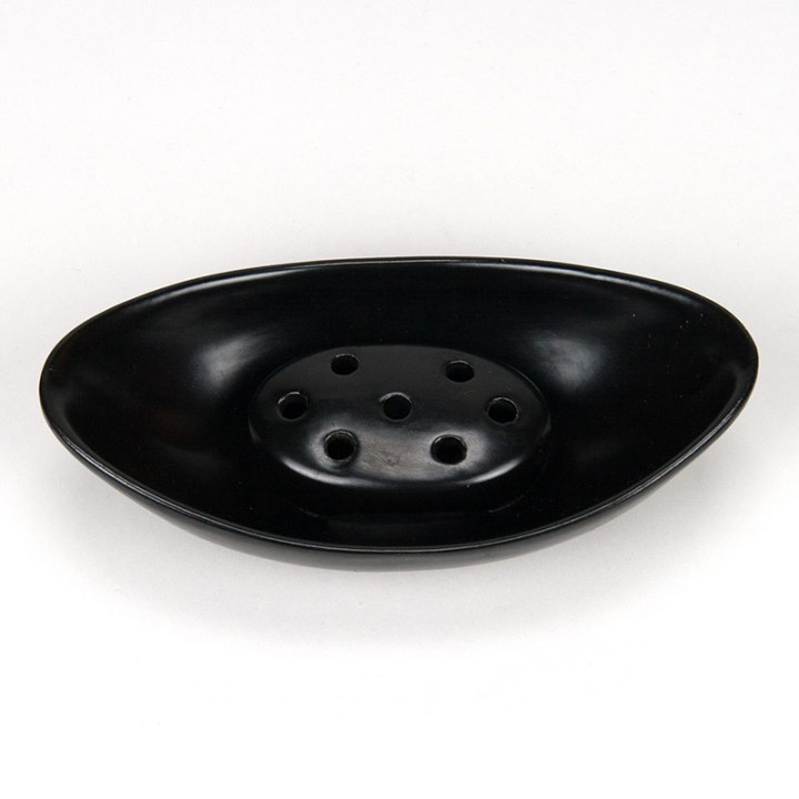 Black vintage ceramic flower vase oval