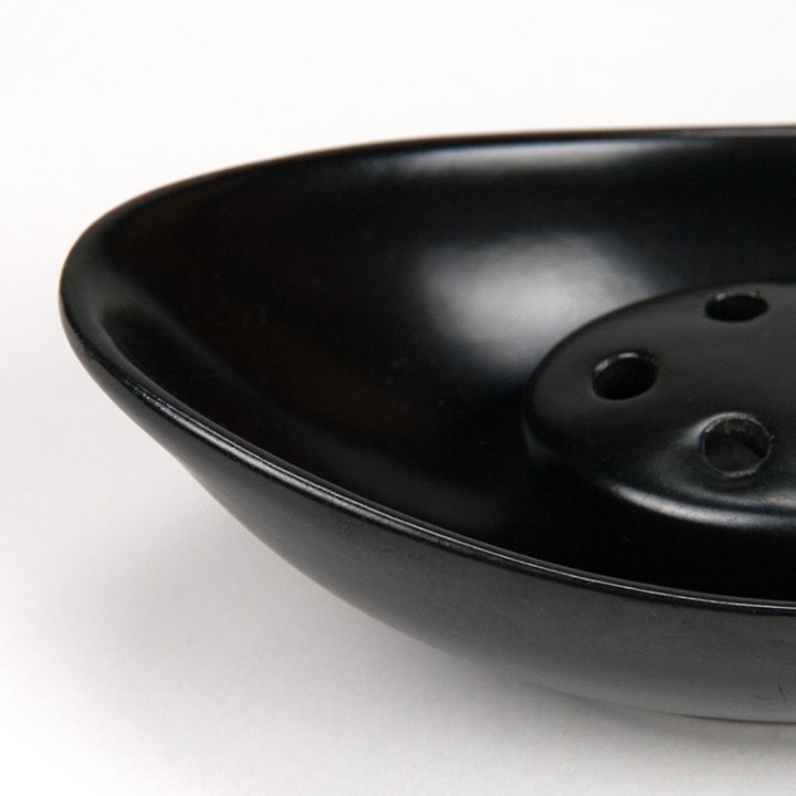 Black vintage ceramic flower vase oval