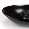 Black vintage ceramic flower vase oval