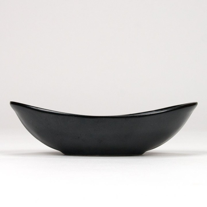 Black vintage ceramic flower vase oval