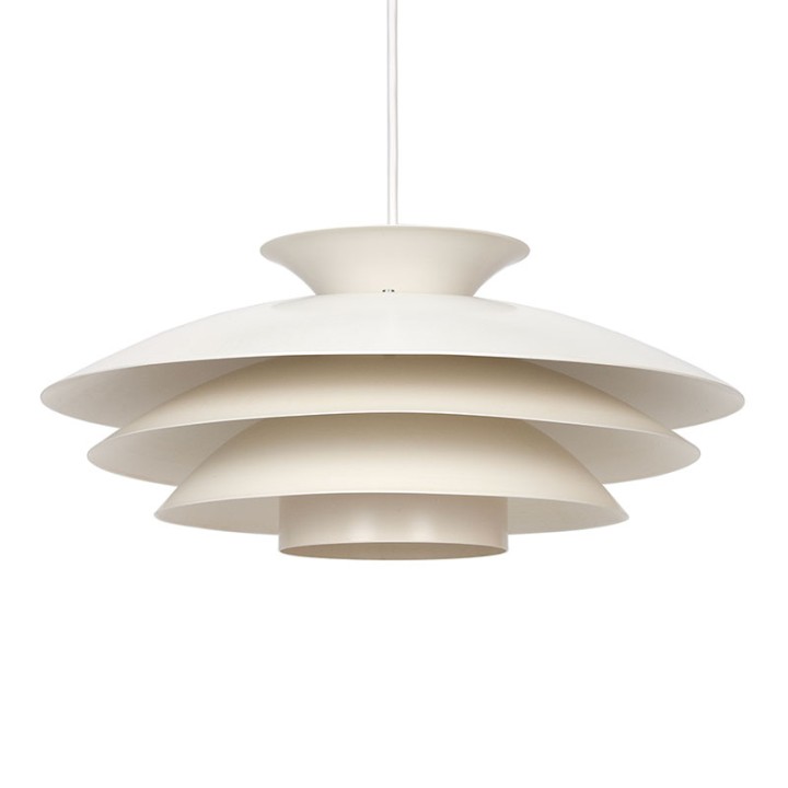 Deense Mid-Century metalen vintage hanglamp