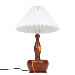 Mid-century Danish teak table lamp with pleated shade