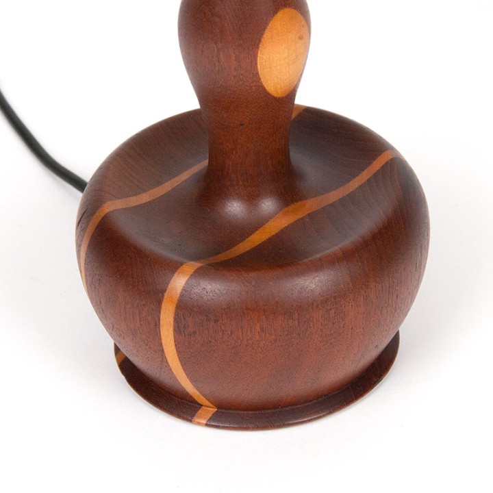 Mid-century Danish teak table lamp with pleated shade