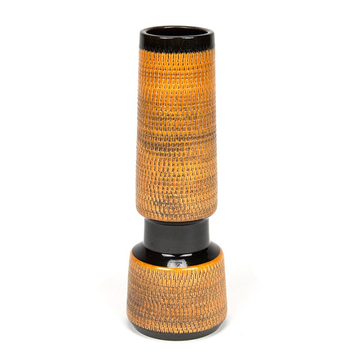 Bay keramiek Mid-Century vaas in geel/ bruine tint
