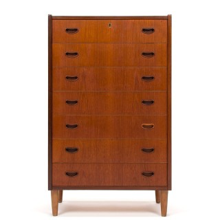 Teak chest of drawers with 7 drawers, vintage Danish model
