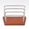 Danish vintage teak letter holder with chrome