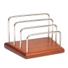 Danish vintage teak letter holder with chrome