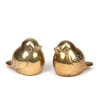 Vintage set of 2 brass figurines of a sparrow