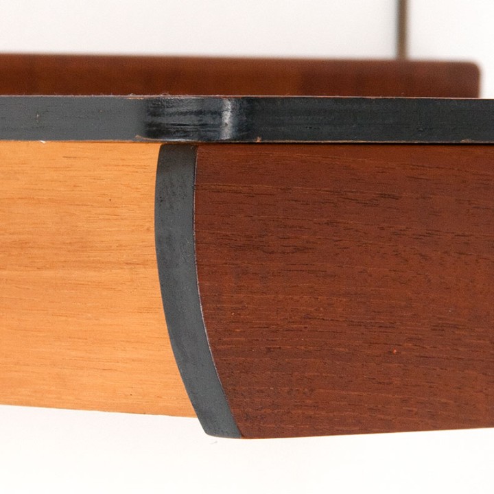 Danish vintage teak wall shelf with drawer