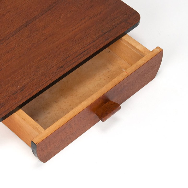 Danish vintage teak wall shelf with drawer