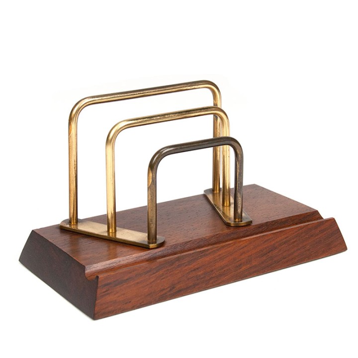 Palissander/ messing Deense vintage brievenstandaard