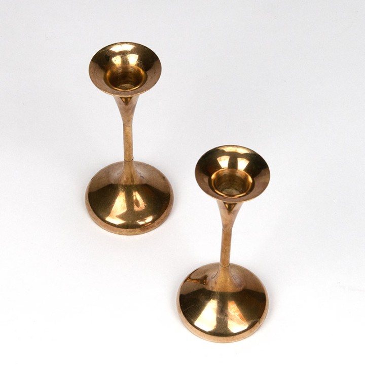Cawa Danish set of 2 vintage brass candlesticks