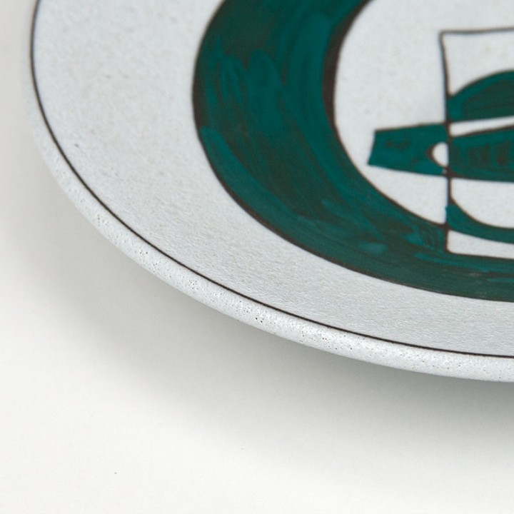 Keramiek vintage bord met abstracte voorstelling