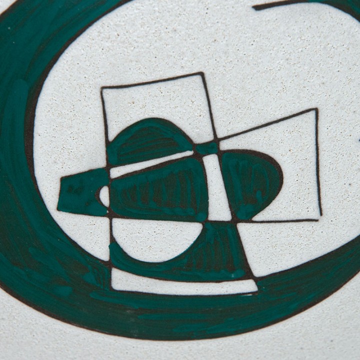 Keramiek vintage bord met abstracte voorstelling