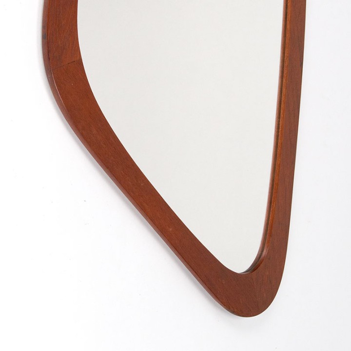 Organically designed Danish mid-century mirror in teak