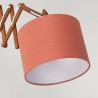 Vintage wand schaarlamp in teak met stoffen kap