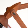 Vintage wand schaarlamp in teak met stoffen kap