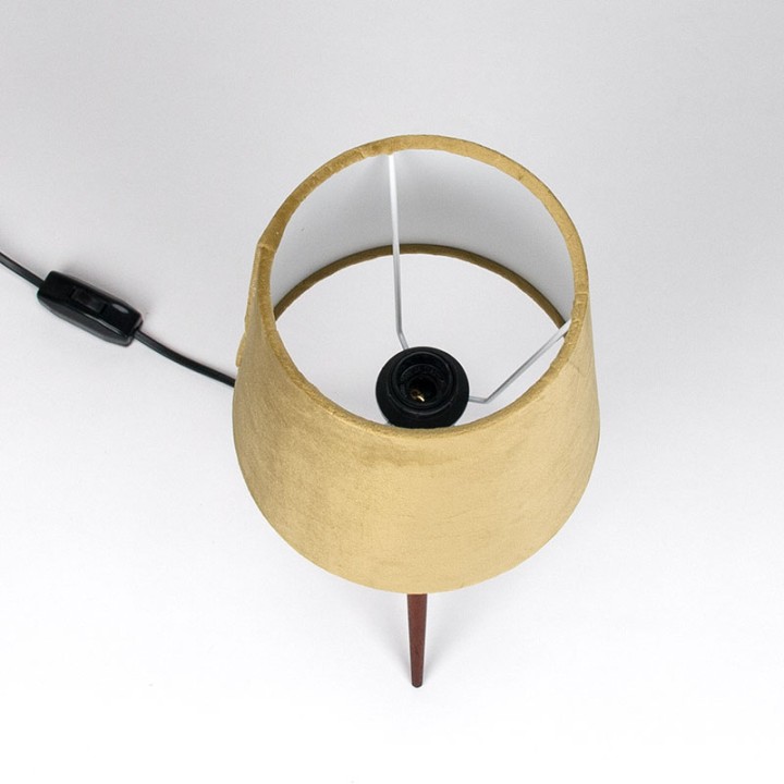 Danish teak 1950s 3-legged table lamp