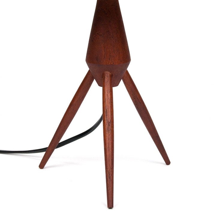 Danish teak 1950s 3-legged table lamp
