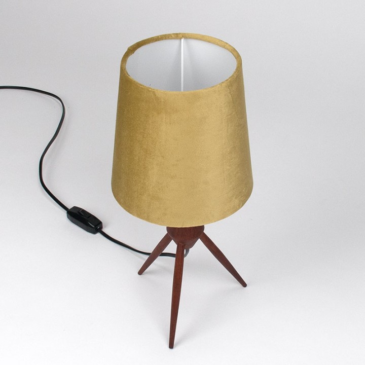 Danish teak 1950s 3-legged table lamp