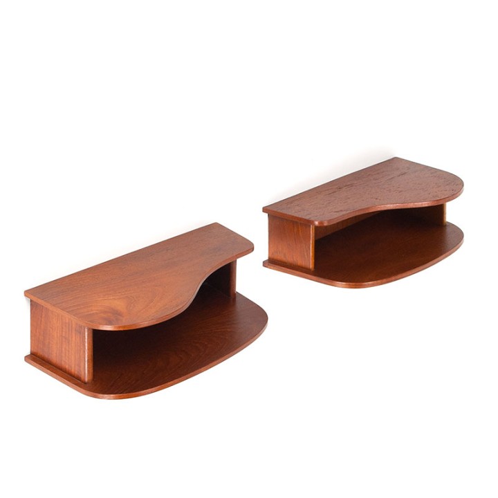 Organically designed set of 2 floating vintage bedside tables