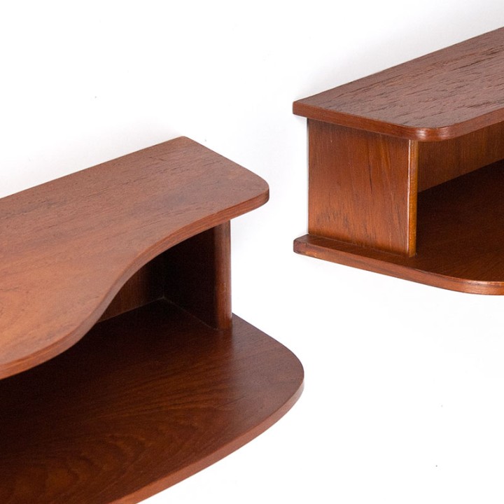 Organically designed set of 2 floating vintage bedside tables