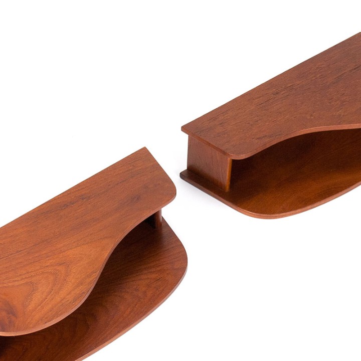 Organically designed set of 2 floating vintage bedside tables