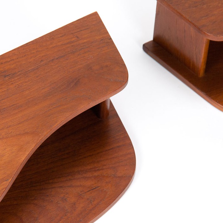 Organically designed set of 2 floating vintage bedside tables