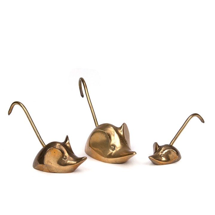 Brass set of 3 small vintage mice