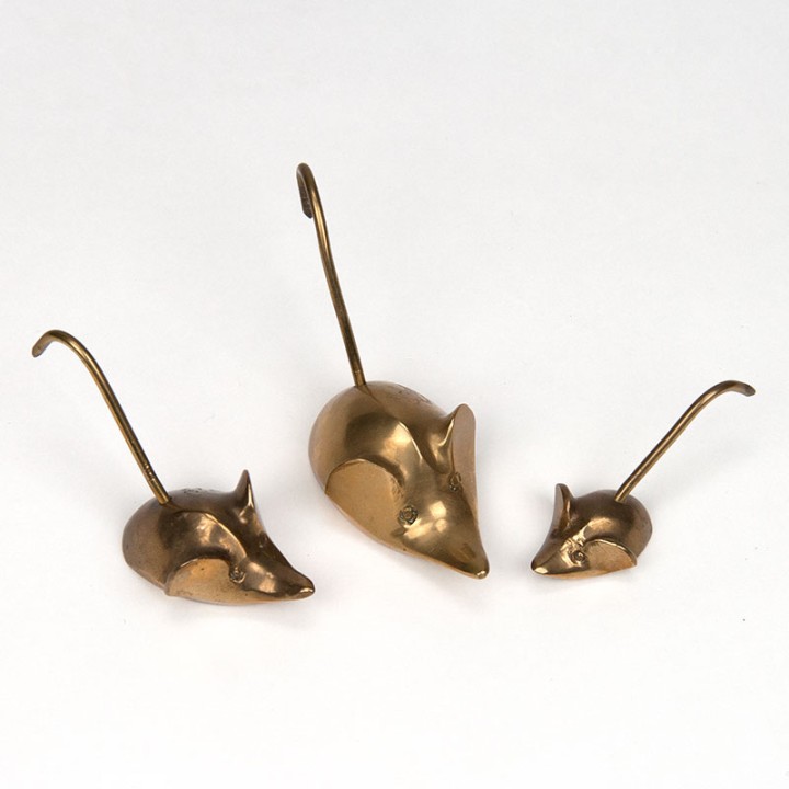 Brass set of 3 small vintage mice