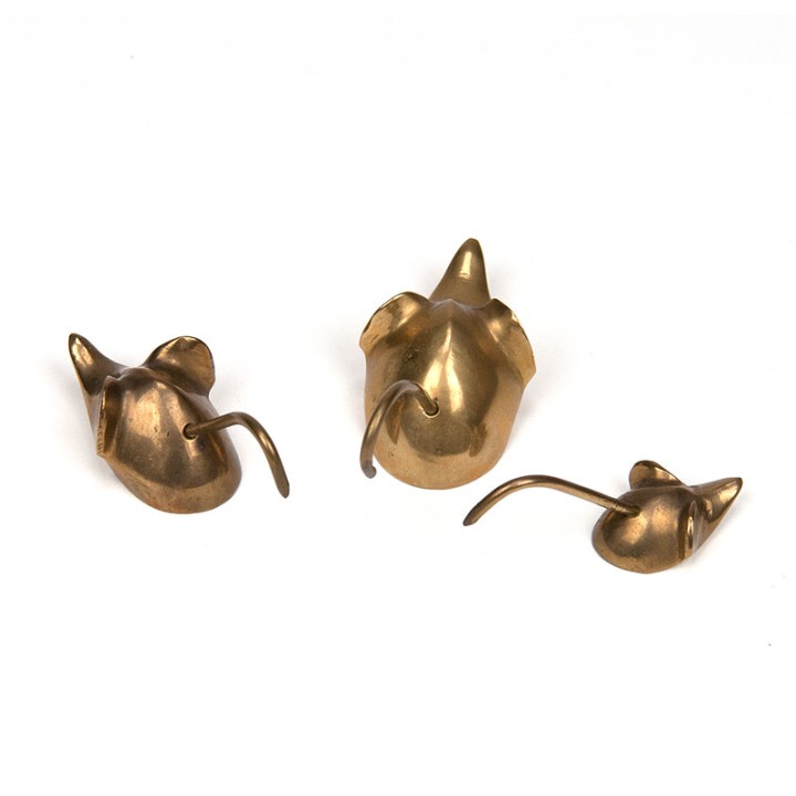 Brass set of 3 small vintage mice