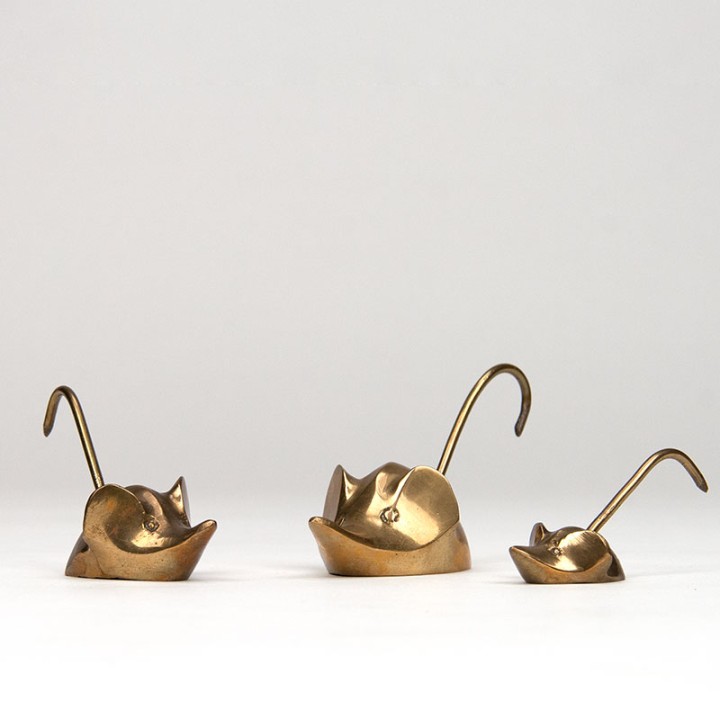 Brass set of 3 small vintage mice