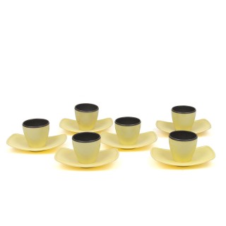 Vintage set of 6 plastic egg cups yellow/gray