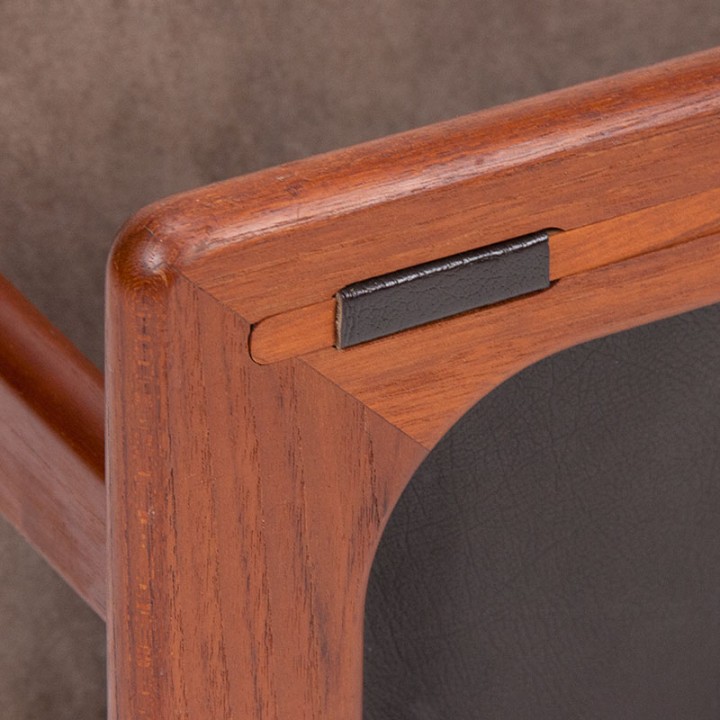 Salin Møbler vintage Danish newspaper rack teak/leather