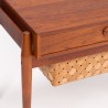 Mid-Century teak vintage sewing table on wheels