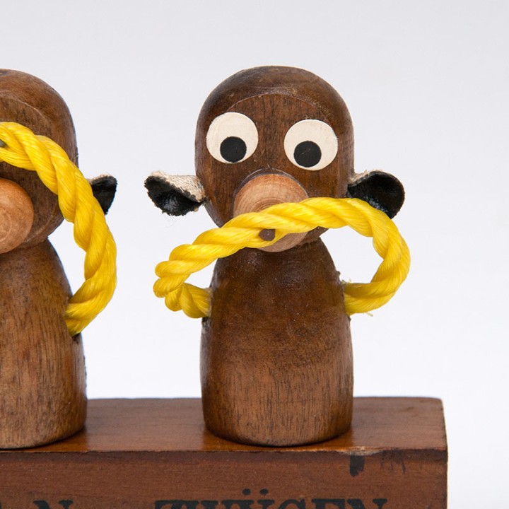 Vintage bottle opener set as 'hear, see, speak no evil' monkeys