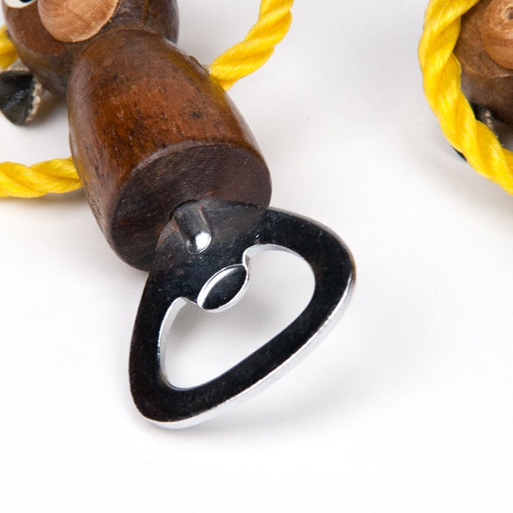 Vintage flessenopener set als 'horen, zien, zwijgen' aapjes