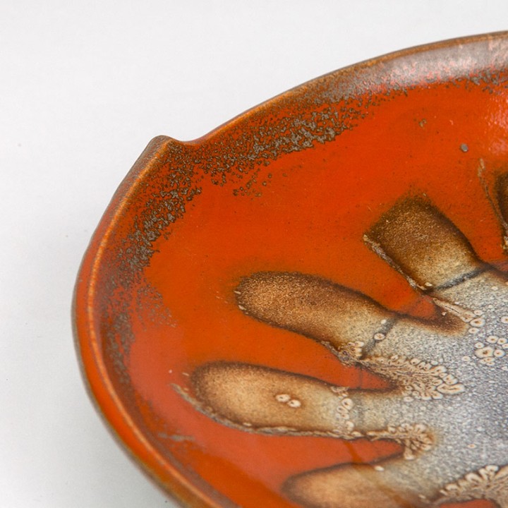 Orange vintage Gouda earthenware plate