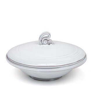 White glazed vintage lidded dish by Nagtegaal Utrecht