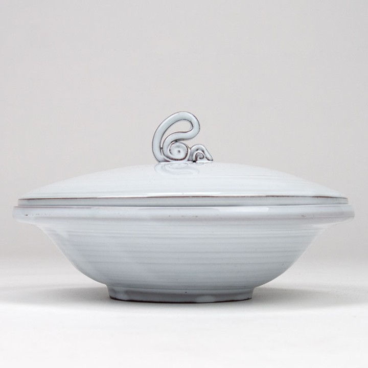 White glazed vintage lidded dish by Nagtegaal Utrecht