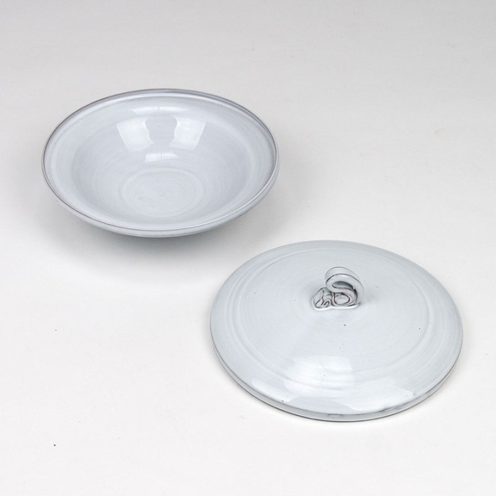 White glazed vintage lidded dish by Nagtegaal Utrecht