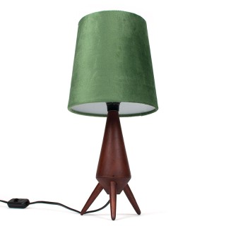 Teakhouten Deens vintage model driepoot tafellampje