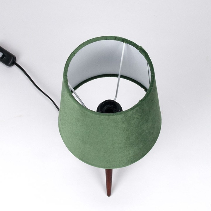 Teakhouten Deens vintage model driepoot tafellampje