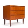 Ladekast in teak vintage Deens model 3 lades