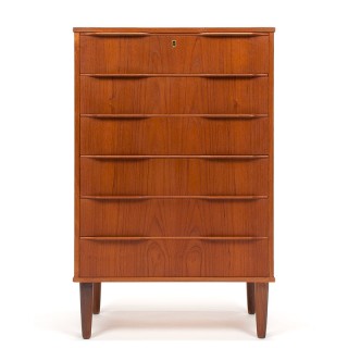 Chest of drawers, Danish vintage model, in teak with 6 drawers