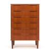 Ladekast, Deens vintage model, in teak met 6 lades